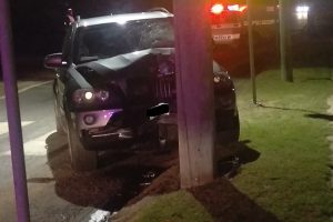 SUV Hits Power Pole