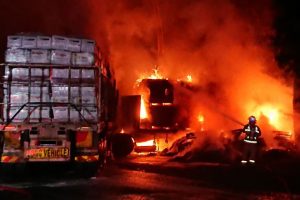 Fiery Truck Crash Blocks Highway