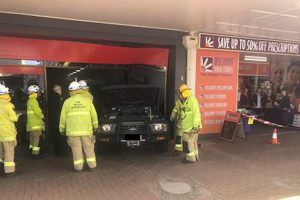 4WD Crashes Into Shop