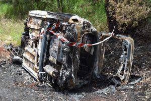 Vehicle Rolls, Catches Fire