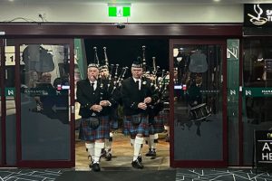 Pipers Make A Grand Entrance